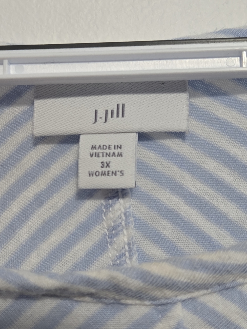 J. Jill 3X Blue White Stripe Tie Front Top Plus Size Short Sleeve - Picture 3 of 6